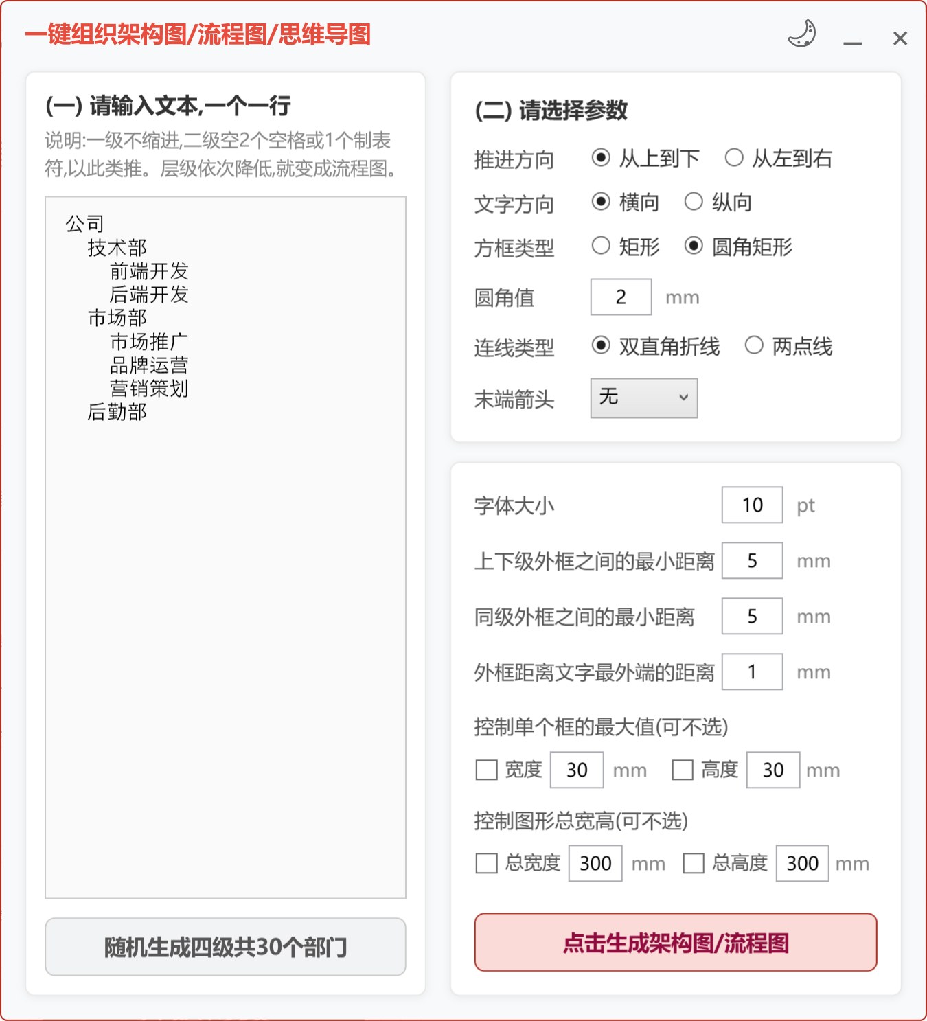 一键生成组织架构图/流程图/思维导图 截图