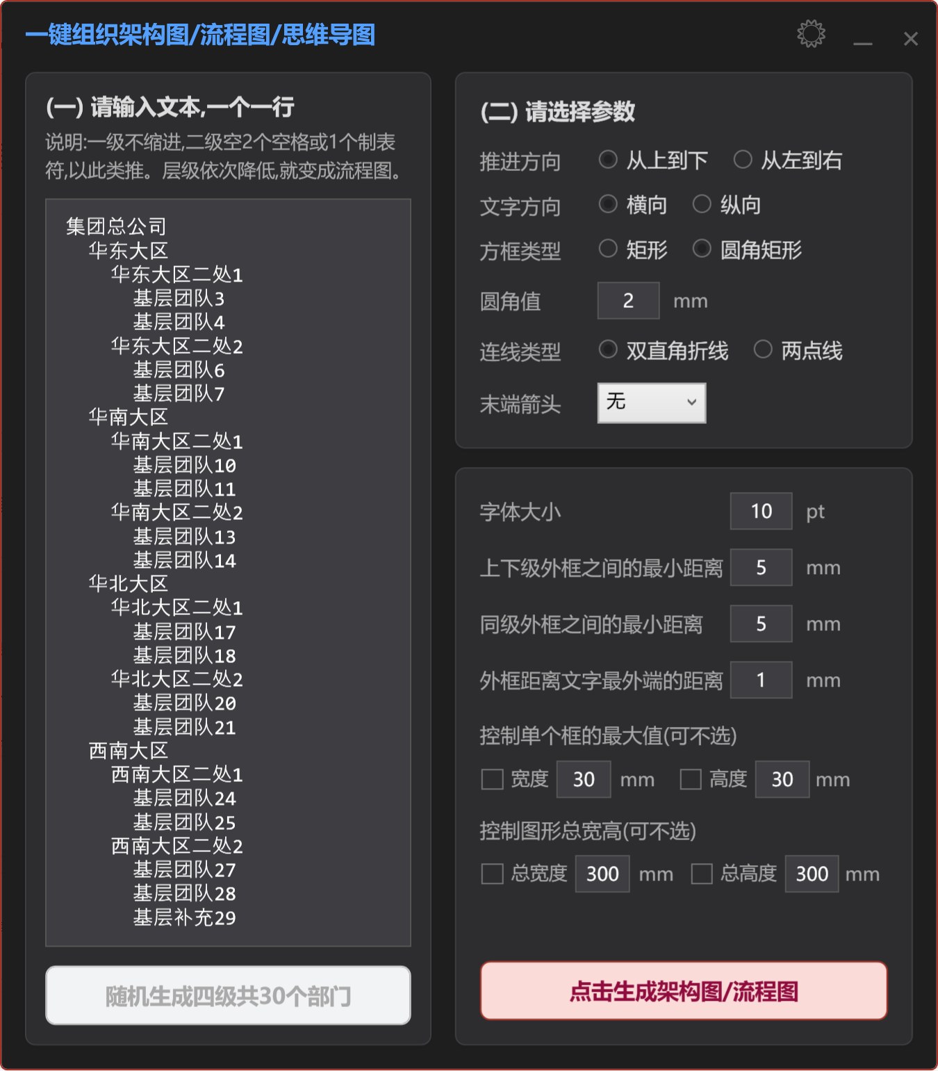 一键生成组织架构图/流程图/思维导图 功能截图 2