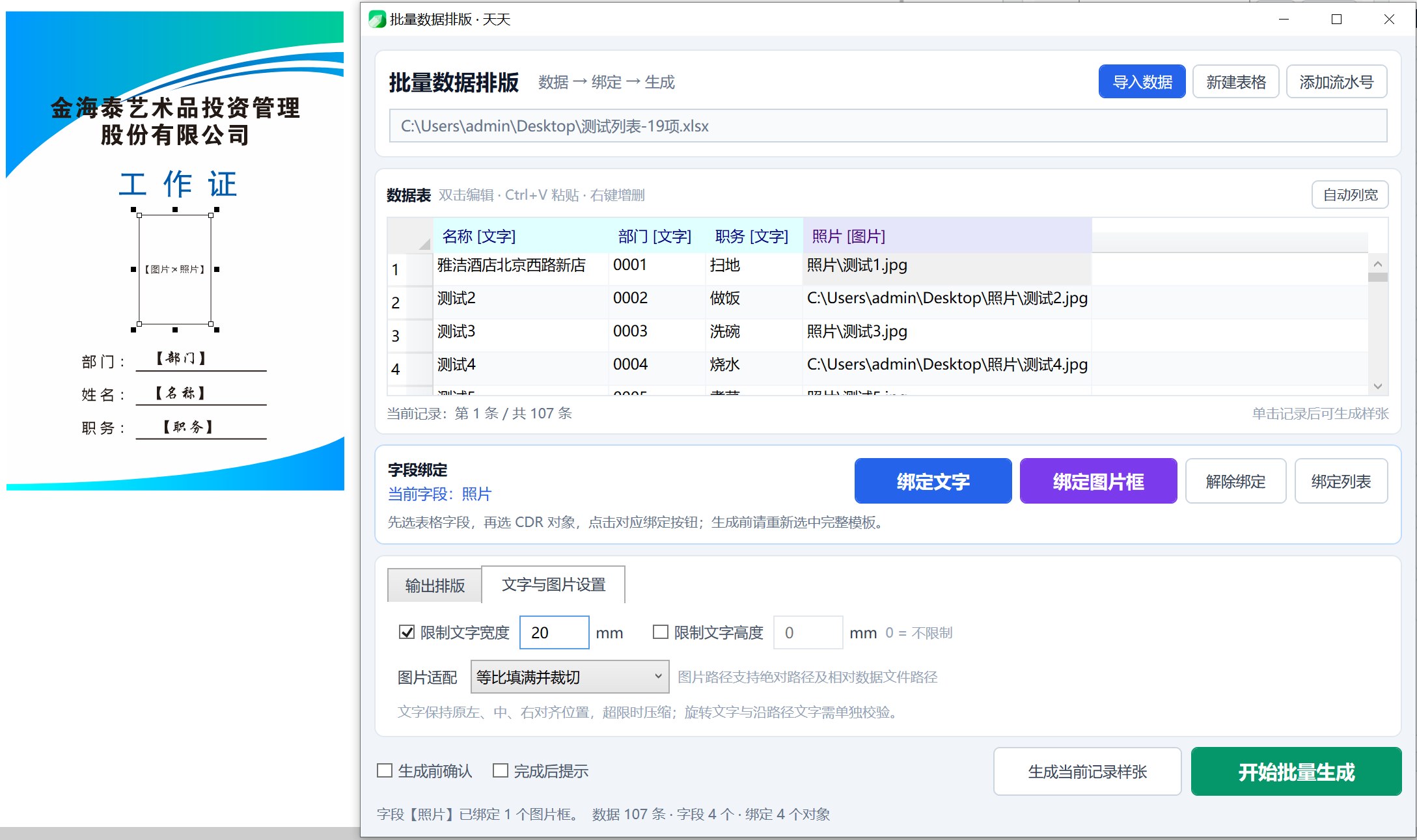 批量数据排版 功能截图 2